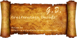 Greifenstein Dezső névjegykártya